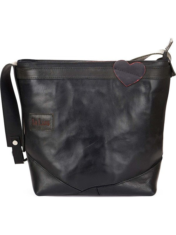 Black leather bag with red details - LaLus