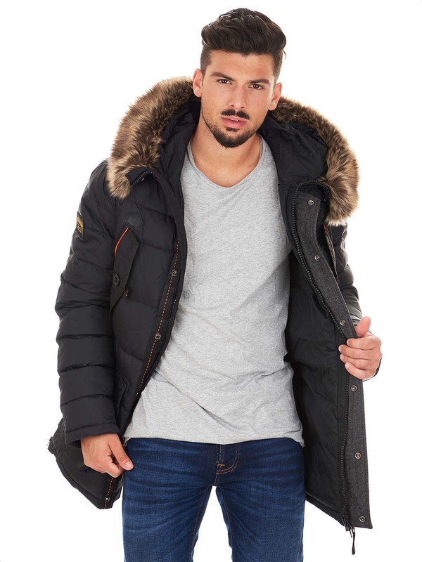 Winter jacket with faux collar fur Superdry 