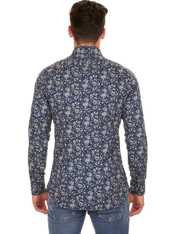 Flowery shirt cotton muslin casual 