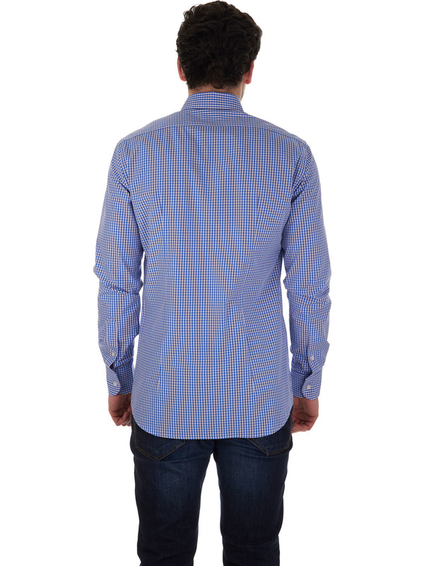 Blue and pink checkered Men's shirt casual style Marcus