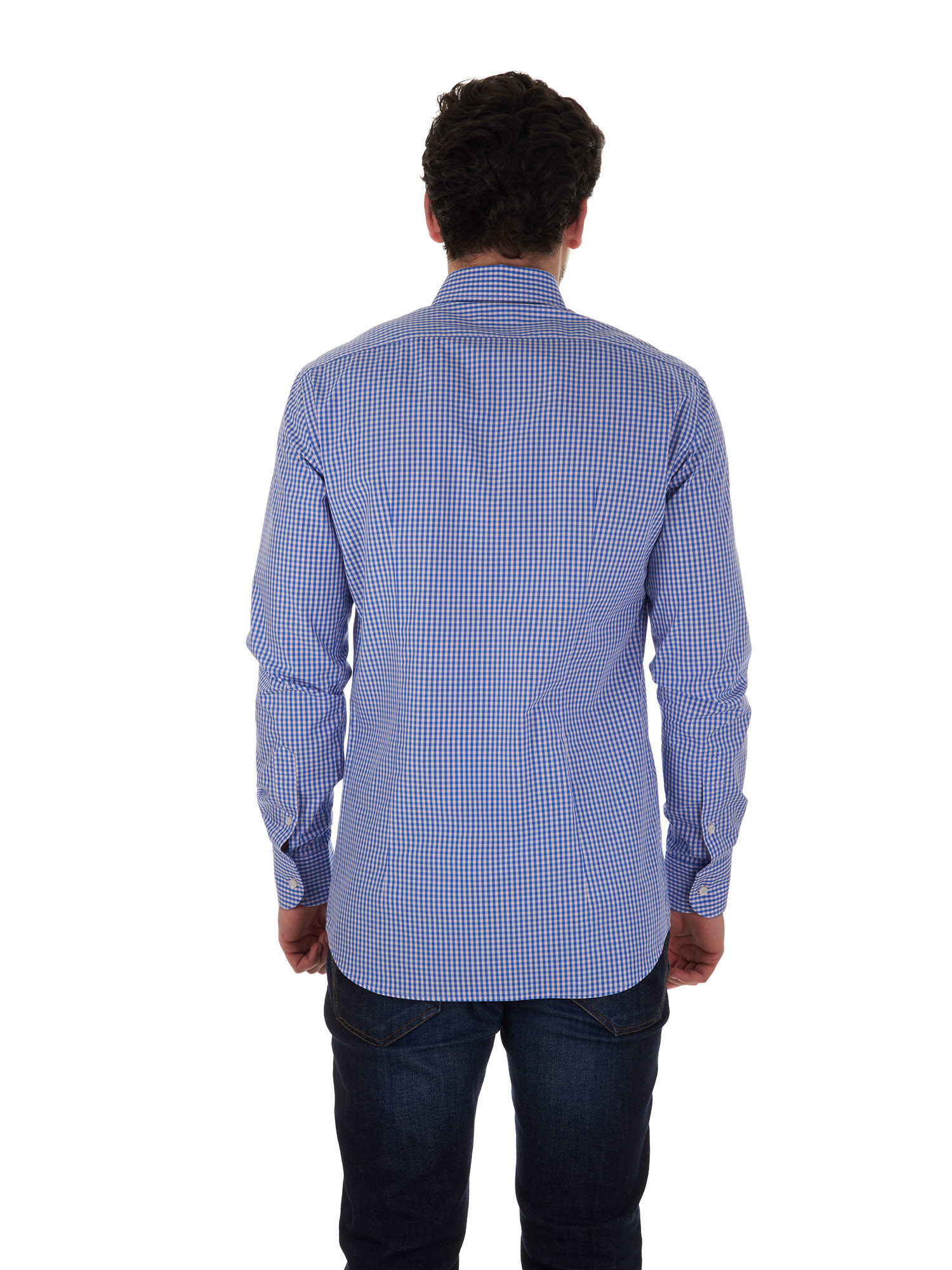 Blue and pink checkered Men's shirt casual style Marcus