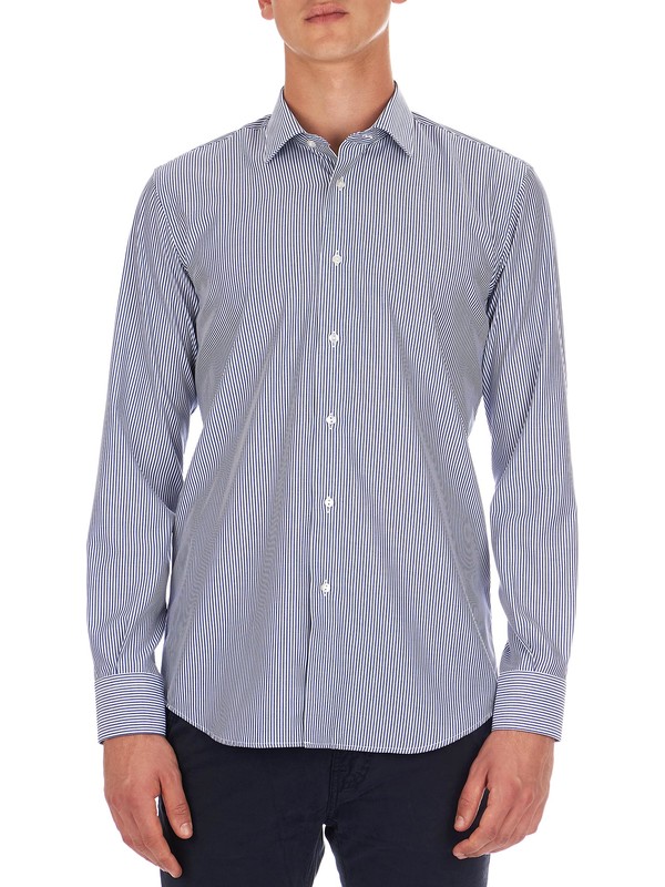 Blue and white easy ironing men's shirt - Marcus