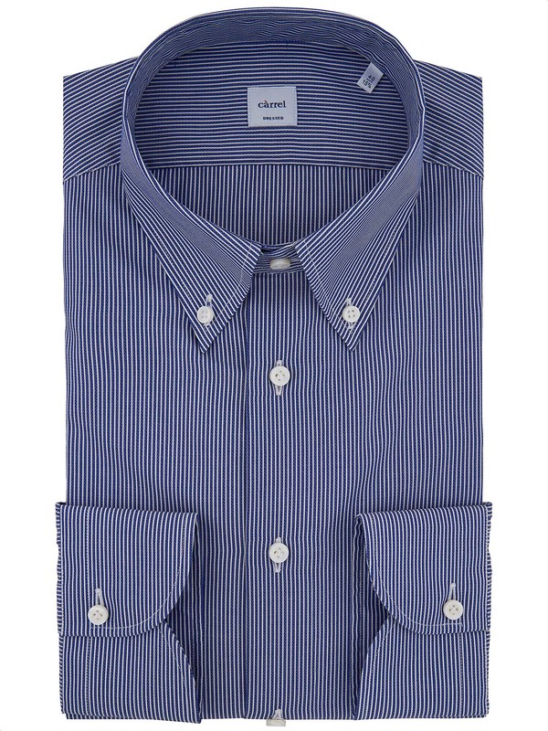 White and light blue striped pure cotton shirt | Belvest