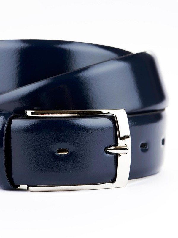 Mens Solid Blue Designer Genuine Leather Belt with Removable