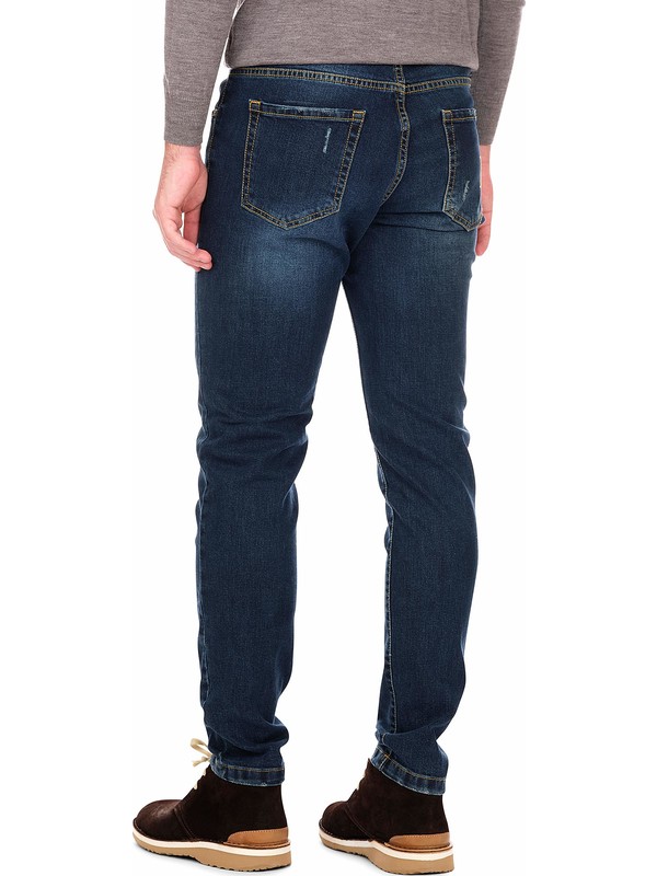 Malone LEE Men's Retro Indie Skinny Jeans in Mid Eden