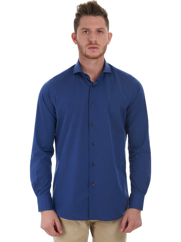 Men's blue shirt made of Jacquard fabric