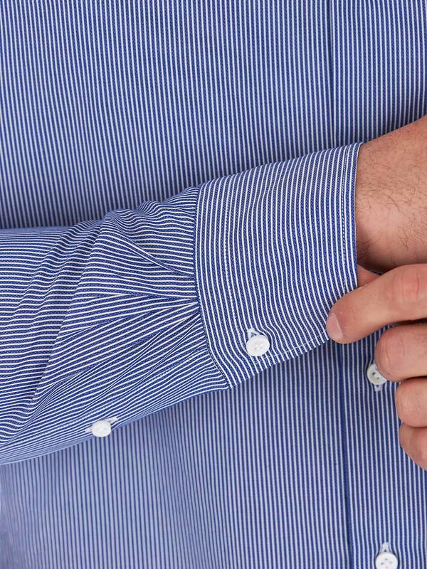 Blue washed shirt with white stripes