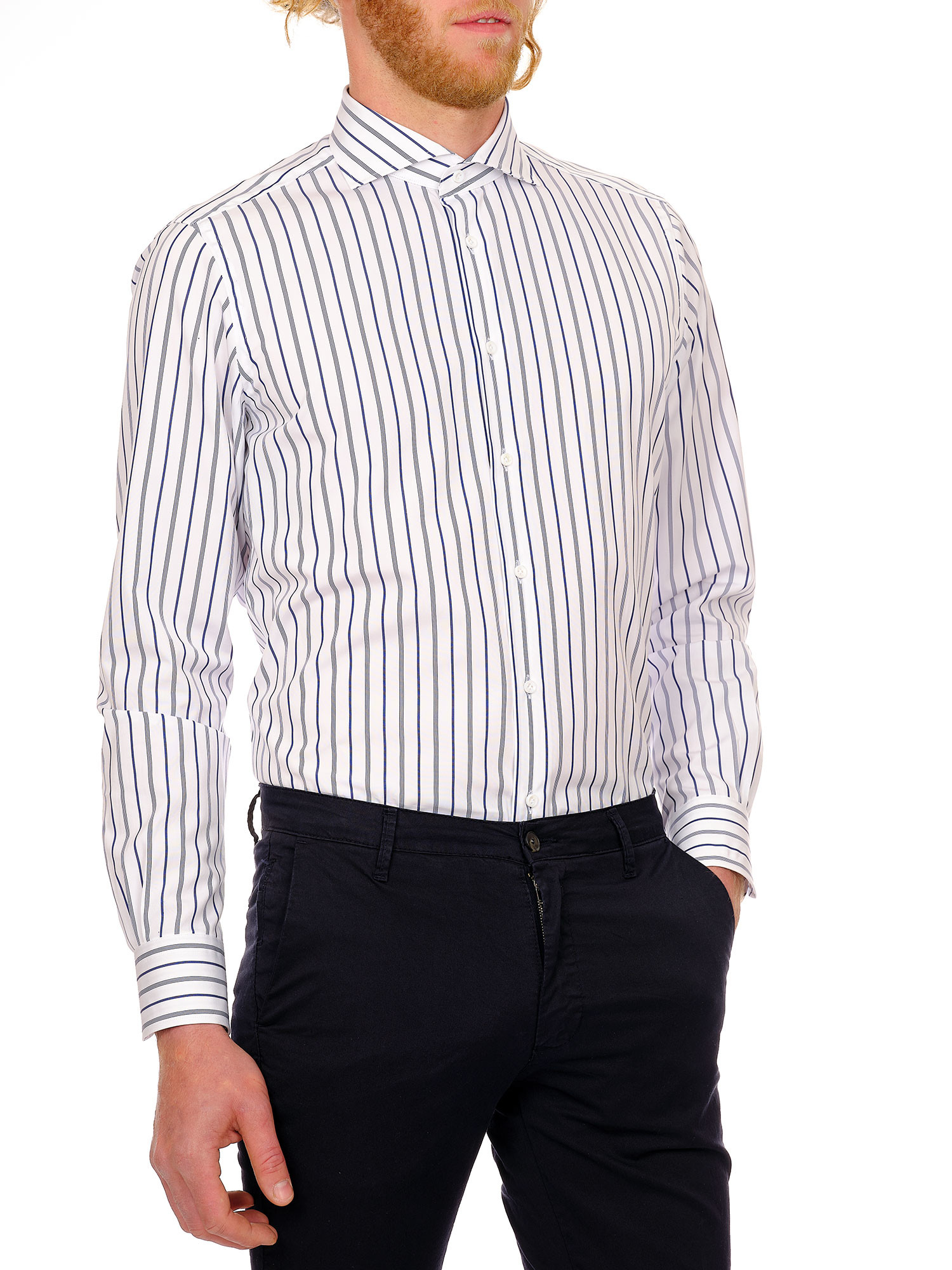 Striped Càrrel Shirt with Spread Collar