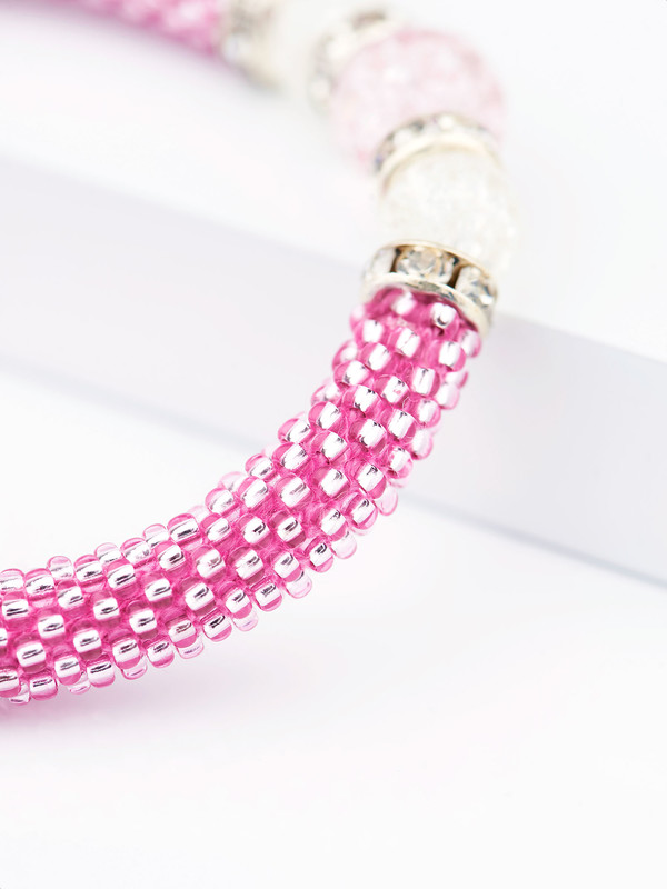 Bracciale in quarzo rosa, DOUCEUR. Un gioiello fatto a mano e proveniente dal commercio equo e solidale
