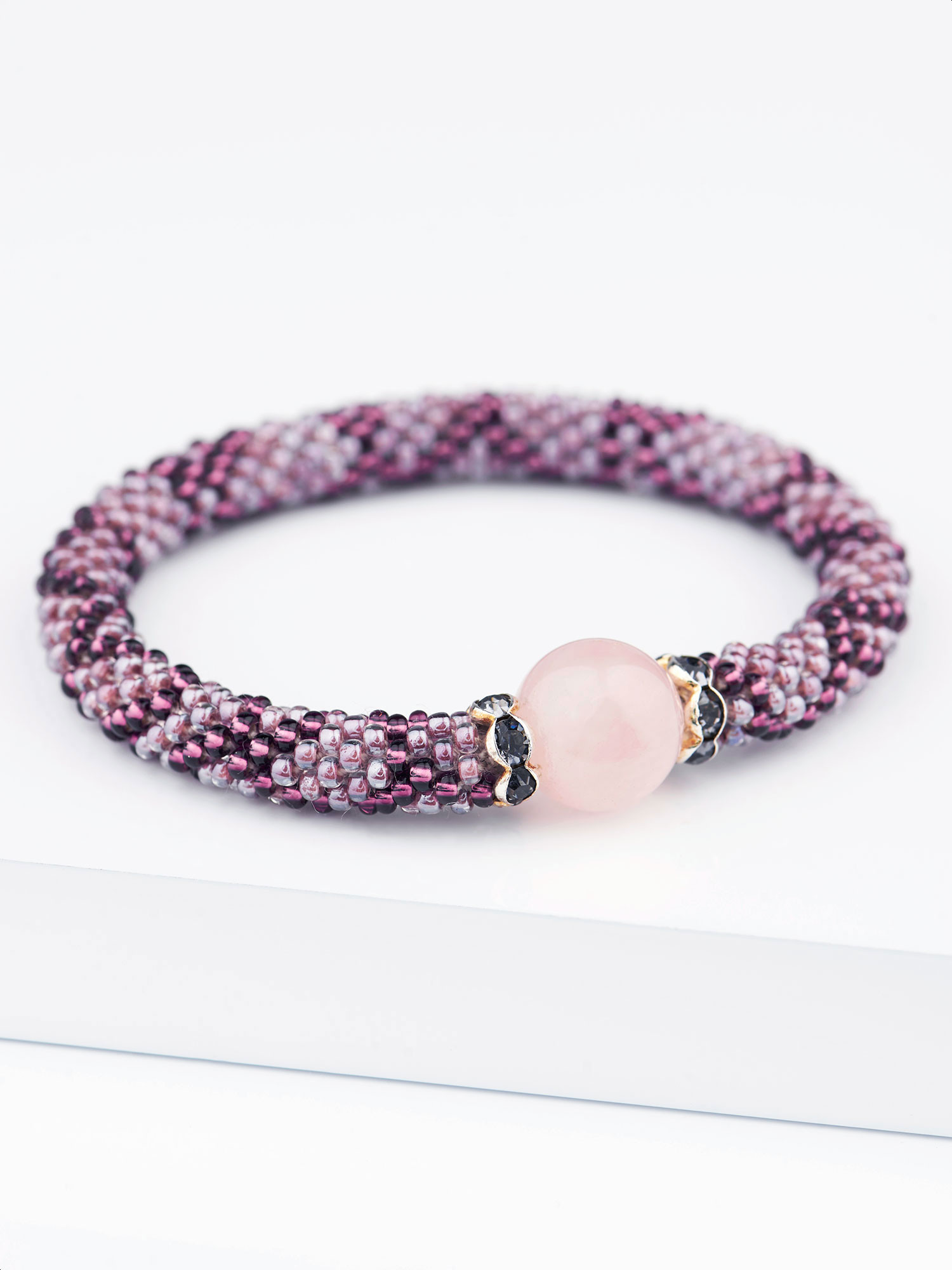 MILAKOO Bracciale In Pietre Naturali Donne - Quarzo Rosa, Ametista, Occhio Di Tigre - Fatto A Mano, Elastico, Perle 8-10 Mm
