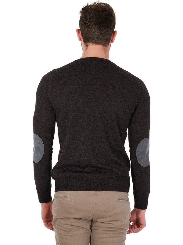 Brown Merino wool crew neck Pullover for men +39 Masq