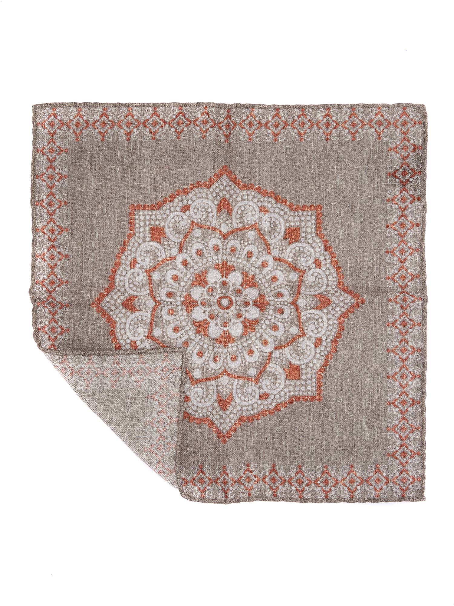 Elegant brown and orange pocket handkerchief Rosi Collection Made in Italy