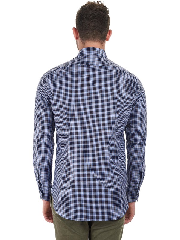 Camicia classic twill a quadretti azzurra slim francese