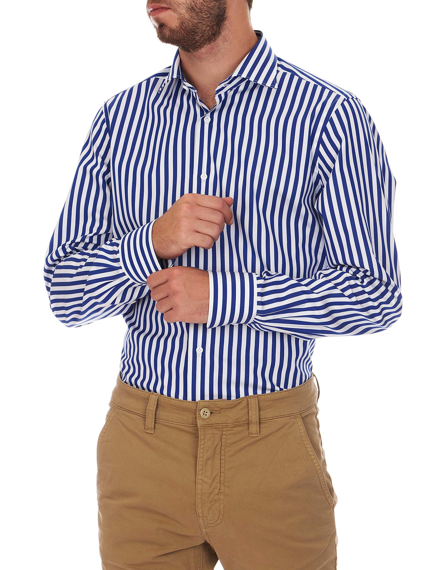 Lambretta Overshirt Uomo A Righe Sottili - Maniche Lunghe In Twill Spazzolato - Colore Nero/Bianco - Giacca Camicia Leggera - 2