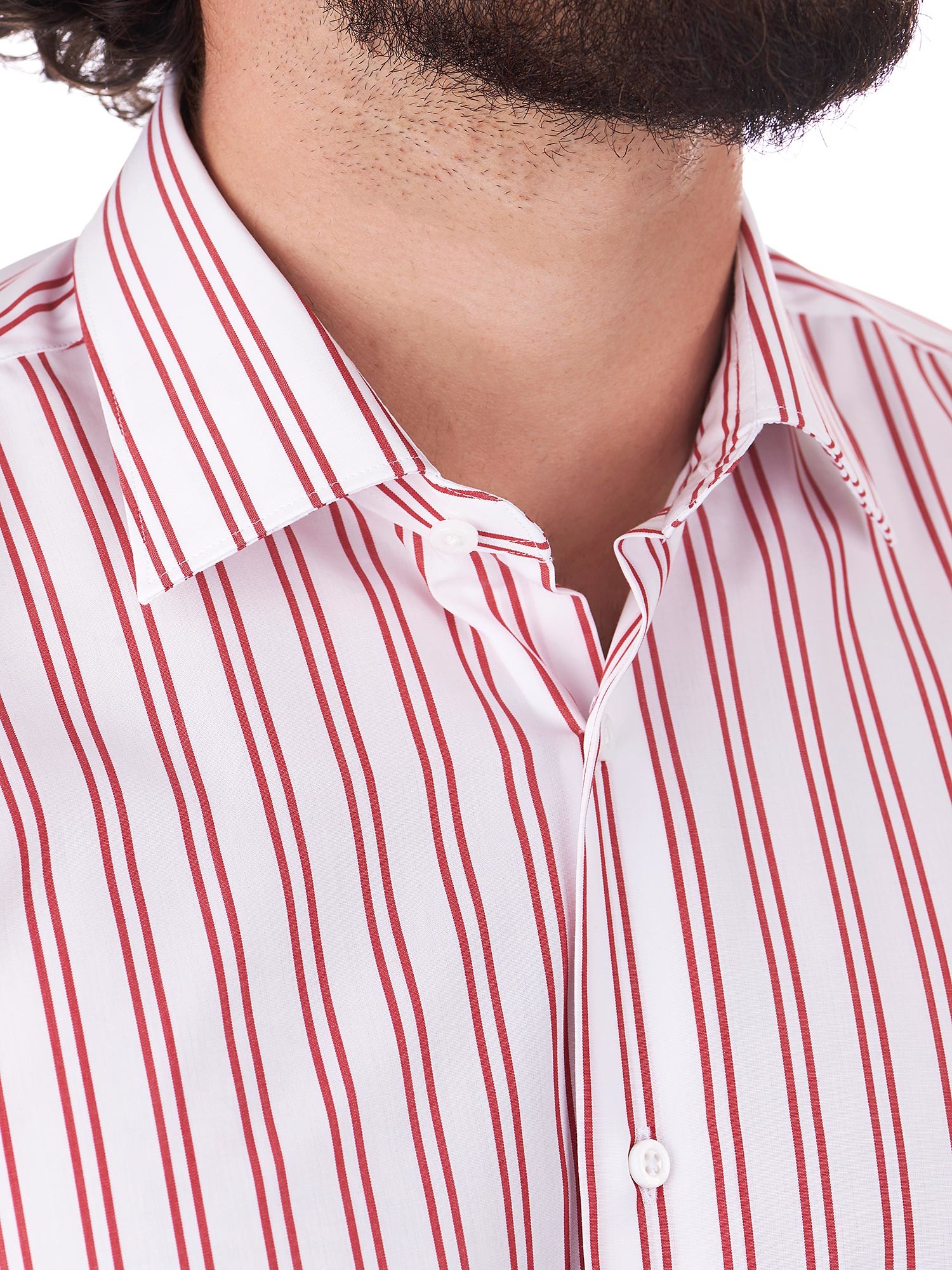 Chemise Homme Mauro Grifoni Denim à Rayures Rouges - 100% Coton - Made In Italy - Taille Slim - Neuf Avec étiquettes