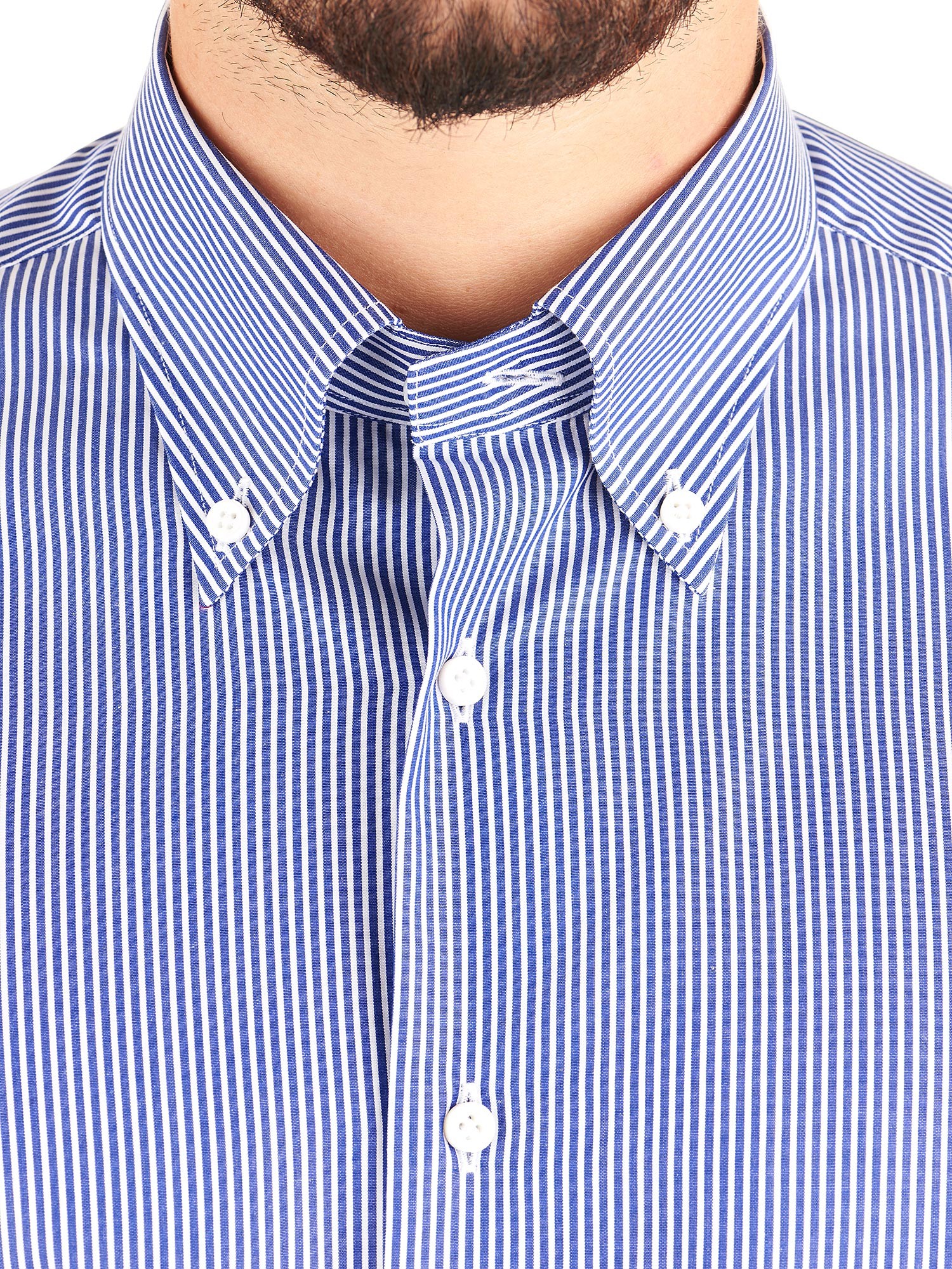 camicia a righe bianca e blu donna