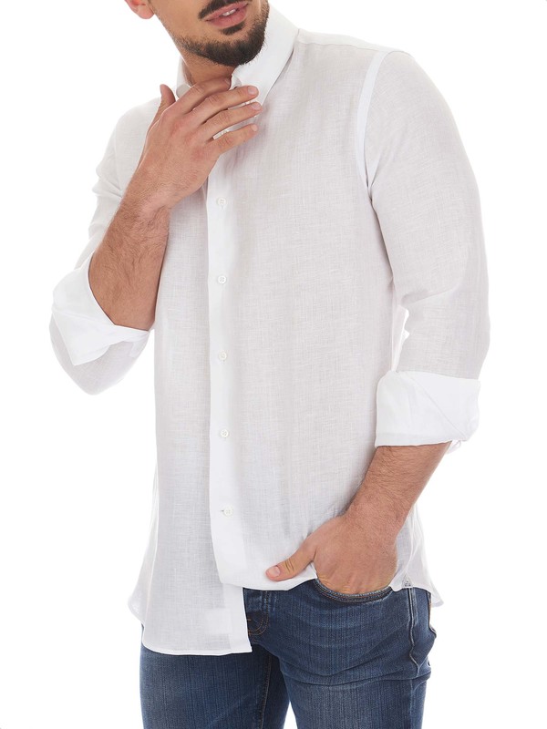 Camicia in lino BiancoGrifoni in Lino da Uomo colore Bianco Uomo Abbigliamento da Camicie da Camicie casual e con bottoni 