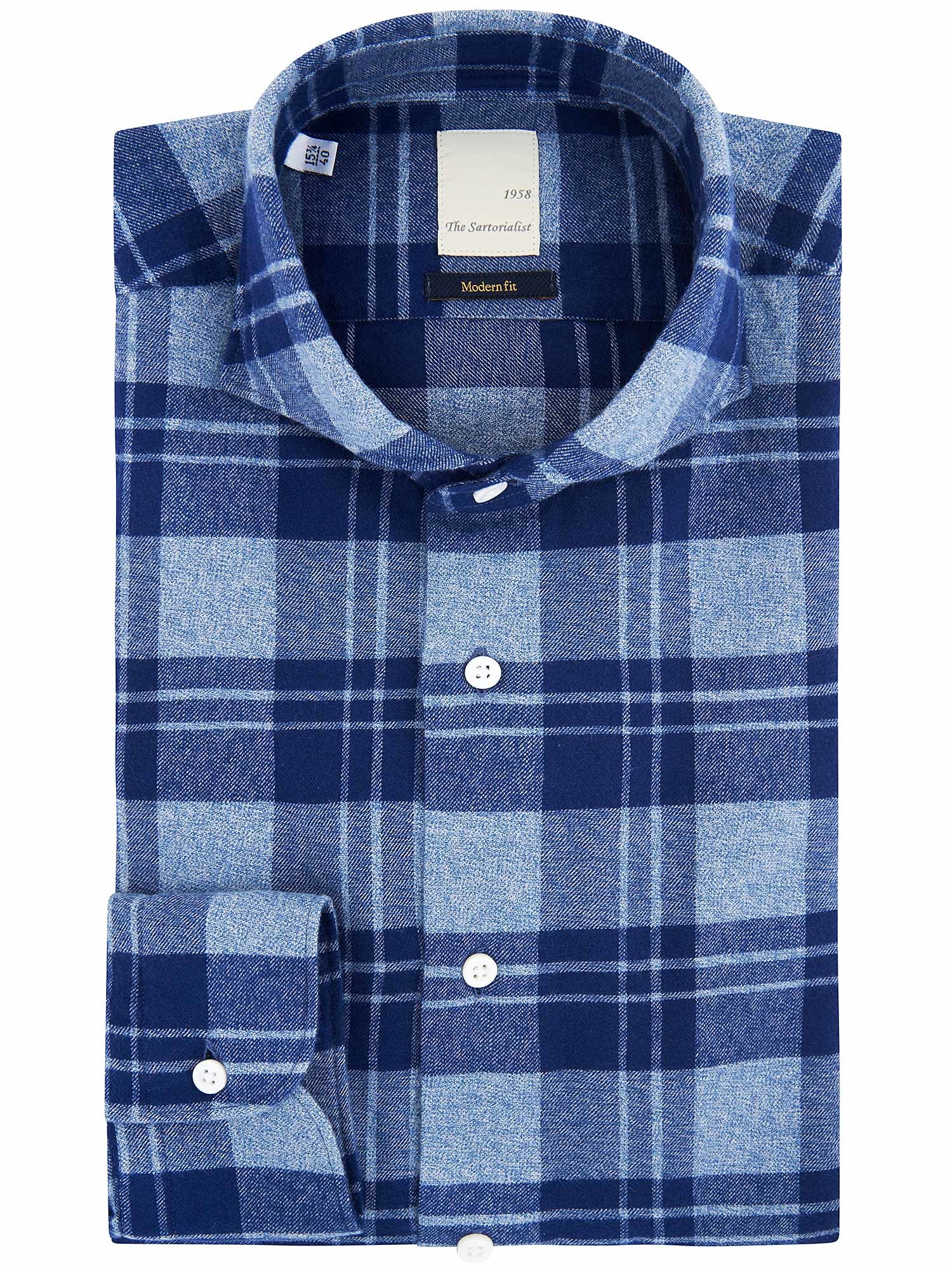 Camicia in flanella blu a quadri in pile vintage - Italia