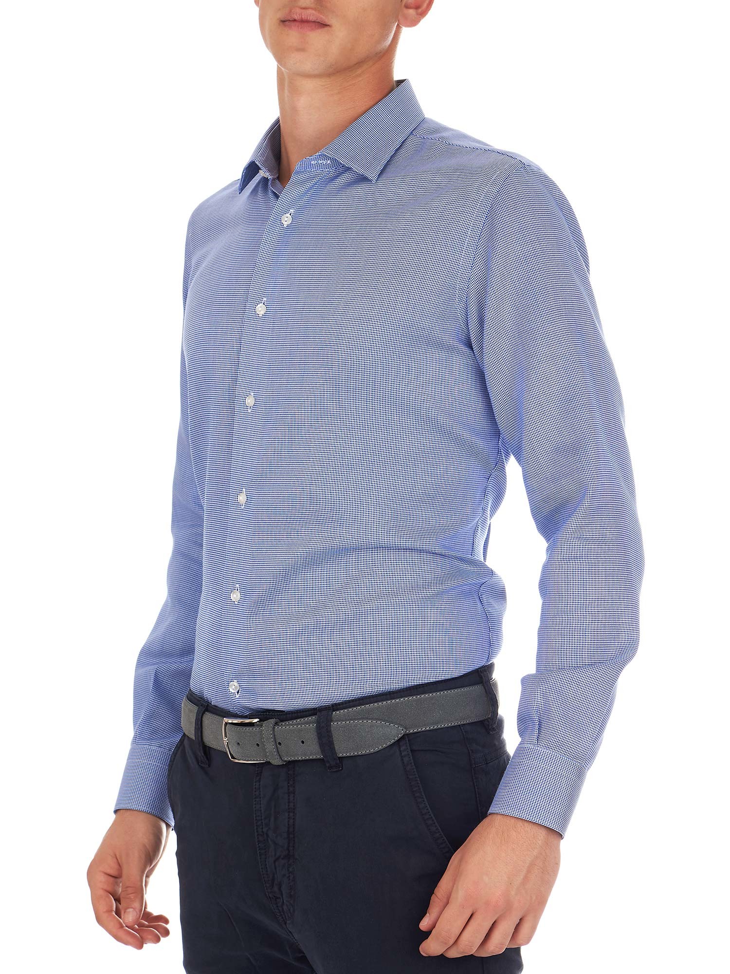 Camicia Classica Azzurra Tessuto No Stiro Marcus