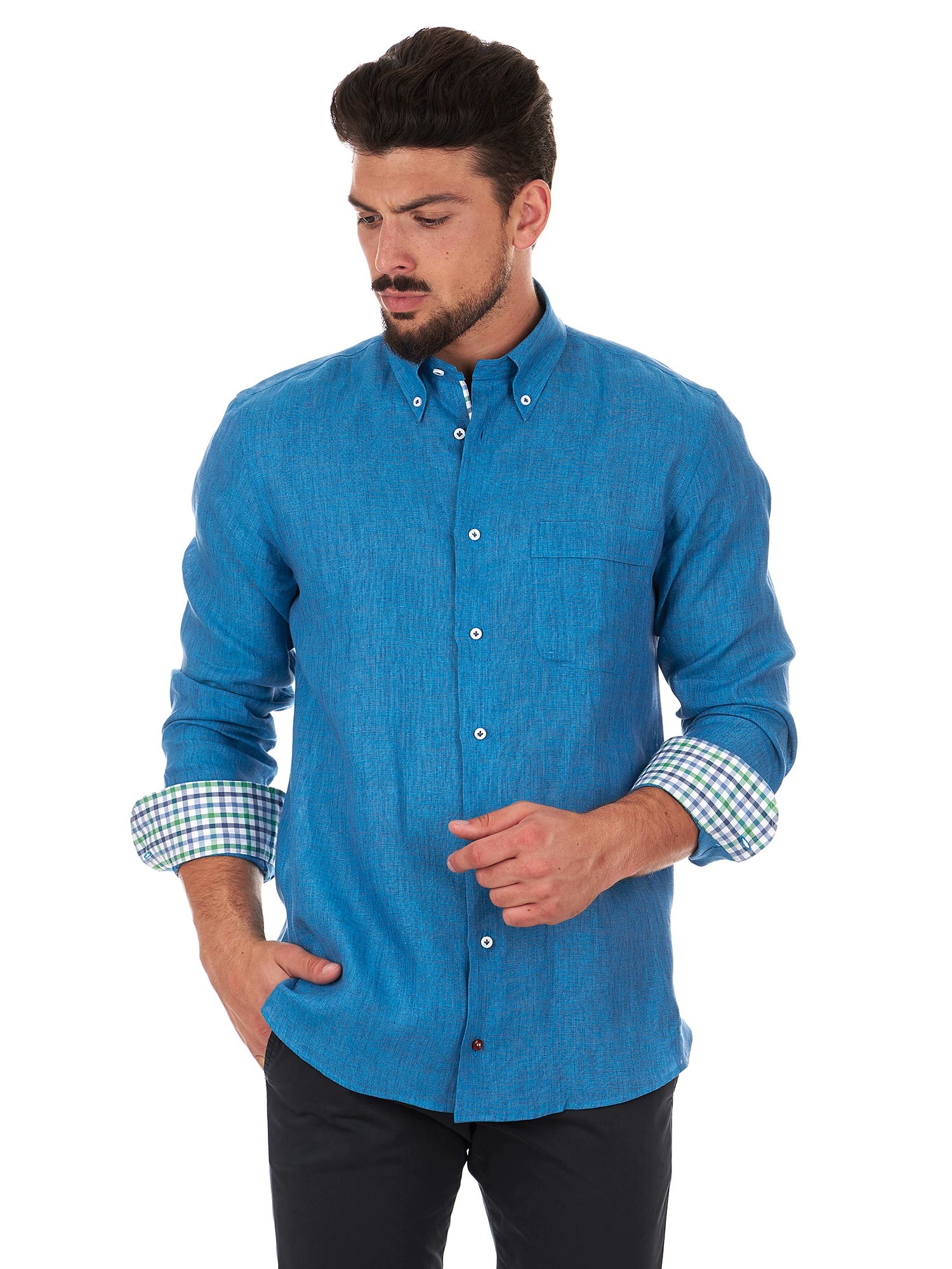 Camicia Uomo Tieapart Camicie Camicia De Paz Azzurra A Righe Collo 42