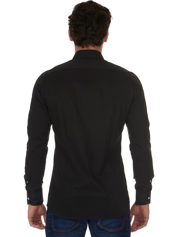 Camicia uomo stretch nera collo italiano - Delsiena