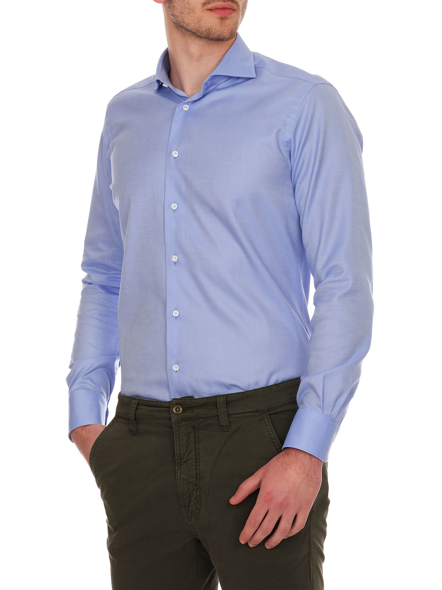 Camicia A Collo Doppio - Edizione Oxford Rosa E Blu Maniche Lunghe