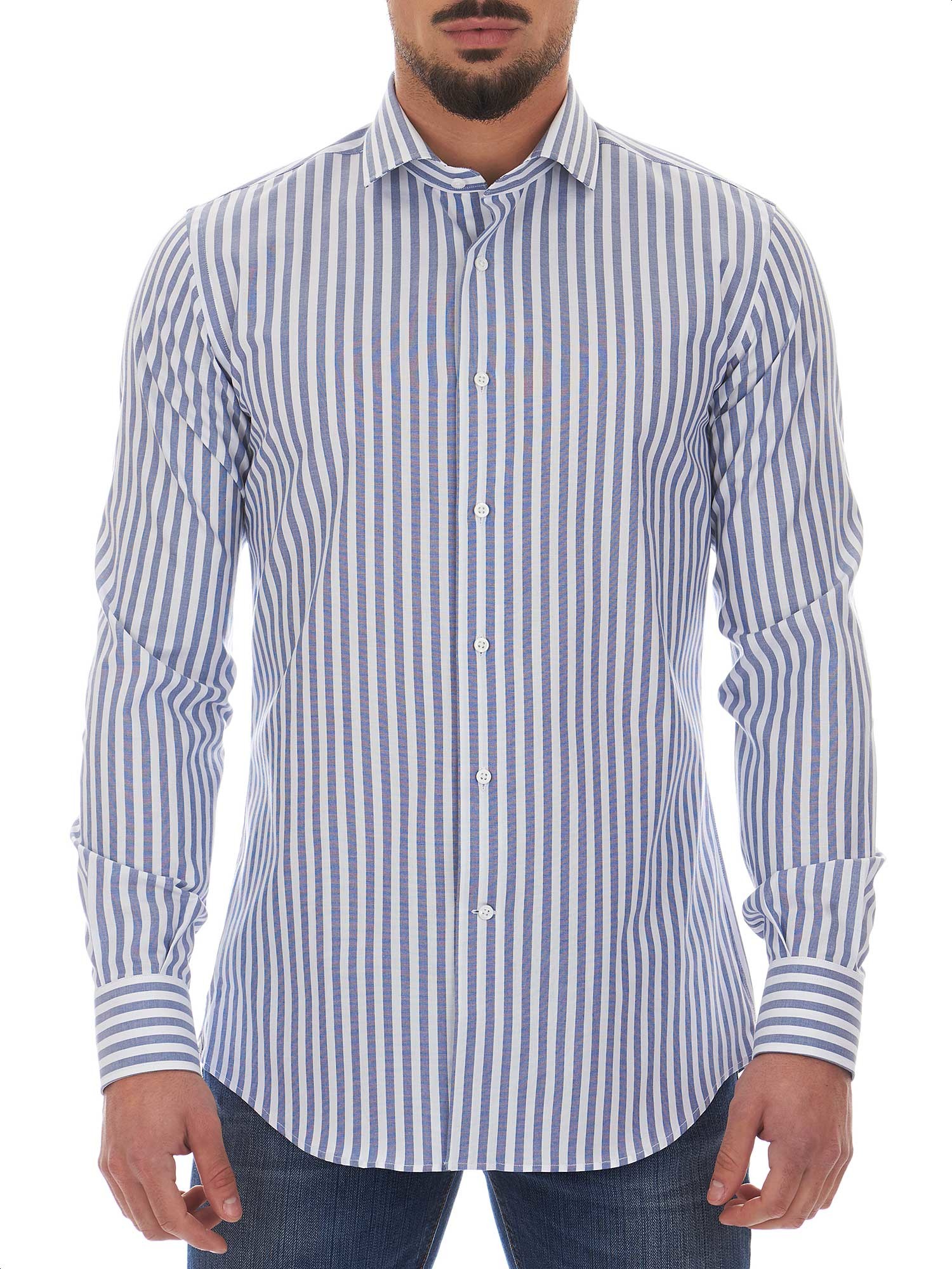 Càrrel camicia a righe larghe blu e bianca