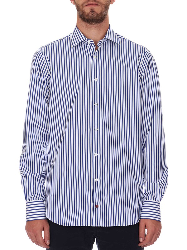 Camicia Guayabera Bohio Uomo MCFG3320 – Cotone Bianco/blu, Manica Lunga, Tasche, Stile Cubano - Foto 2