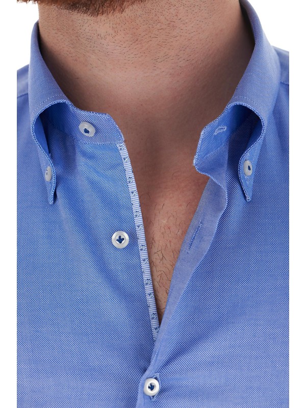 Chemise Homme Livergy Bleu Azur/blanc à Carreaux - Taille L - Mélange Lin - Neuf étiqueté