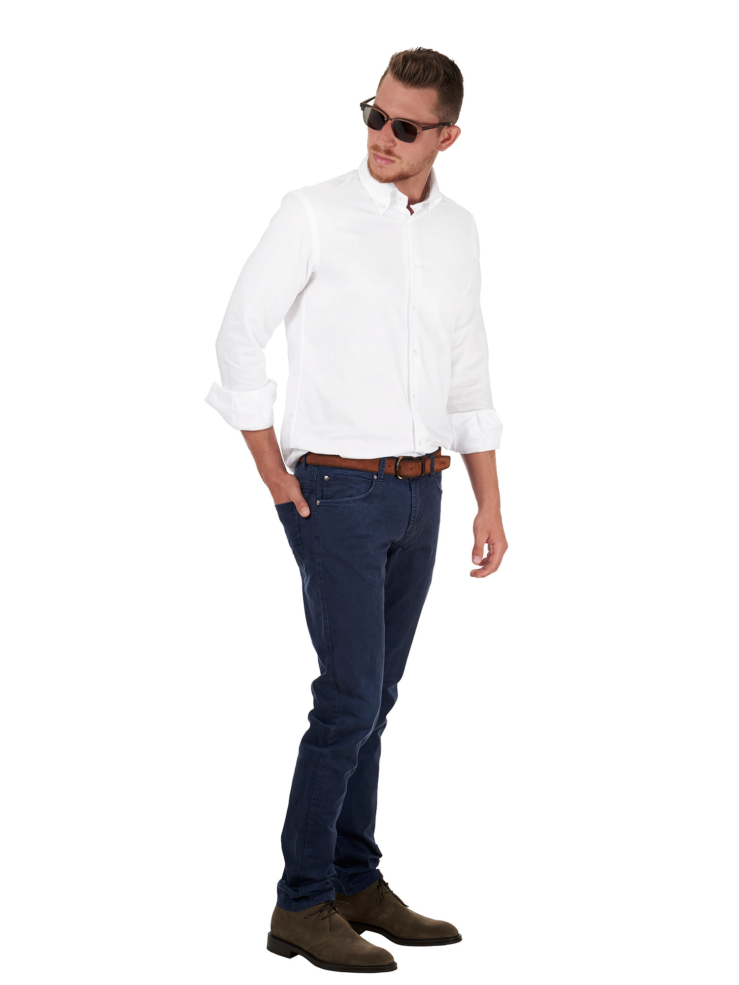 Camicia bianca button down in Oxford di cotone con taschino | Pellizzari