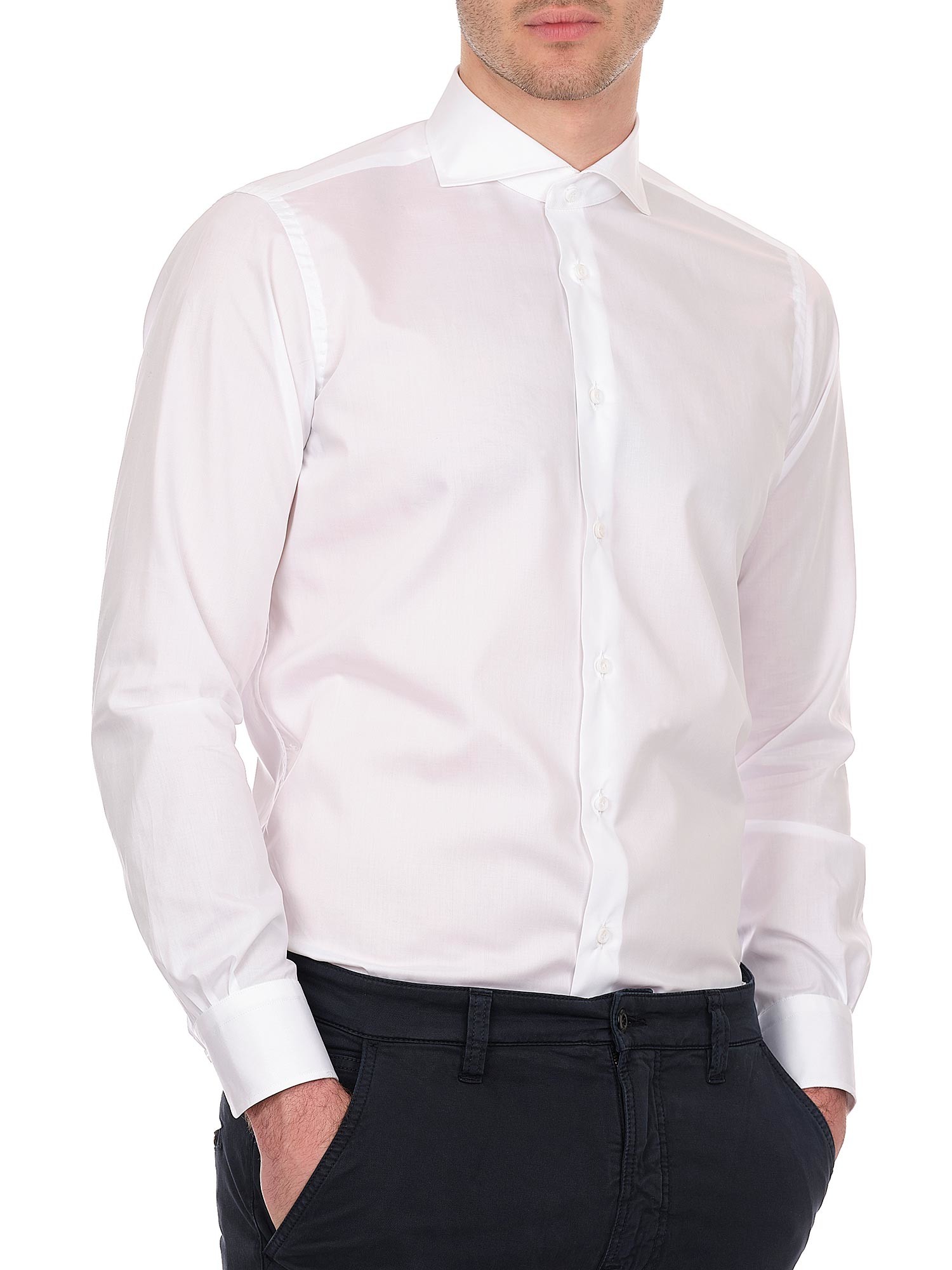 Camicia bianca in cotone Giza doppio ritorto main image 1