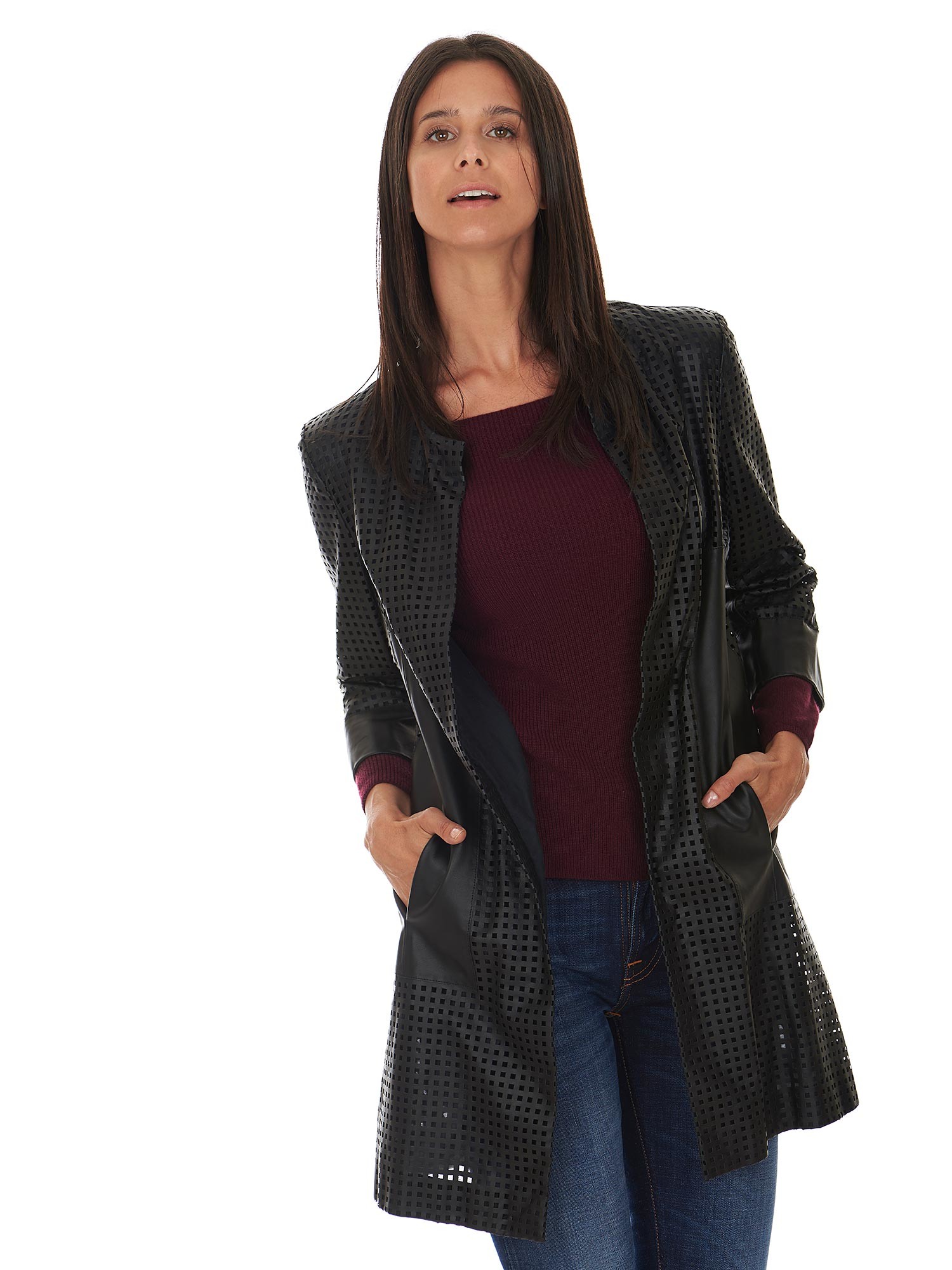 Manteau En Cuir Daim Pour Femme – Marron, Taille M, Style Trench, Occasion Très Bon état