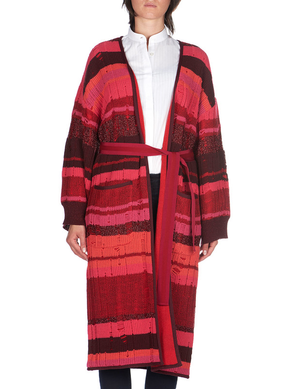 SOLLECITI - Cappotto di maglia da donna colore rosso