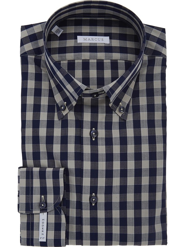 Marcus Checked Shirt with Contrast Blue Buttons