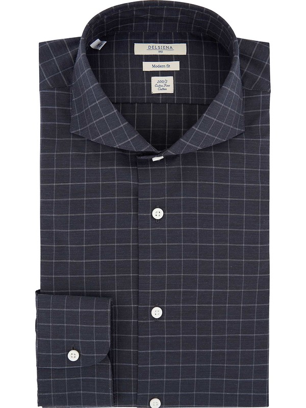 DELSIENA - Gray check shirt for men