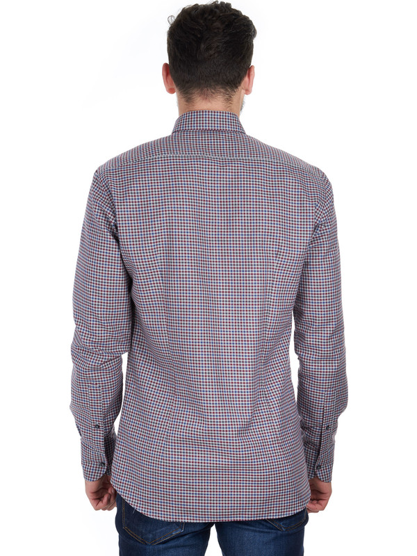 Checked shirt with small buttondown collar for men Delsiena