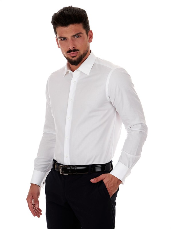 Chemise C rrel avec double poignets et boutons de manchette