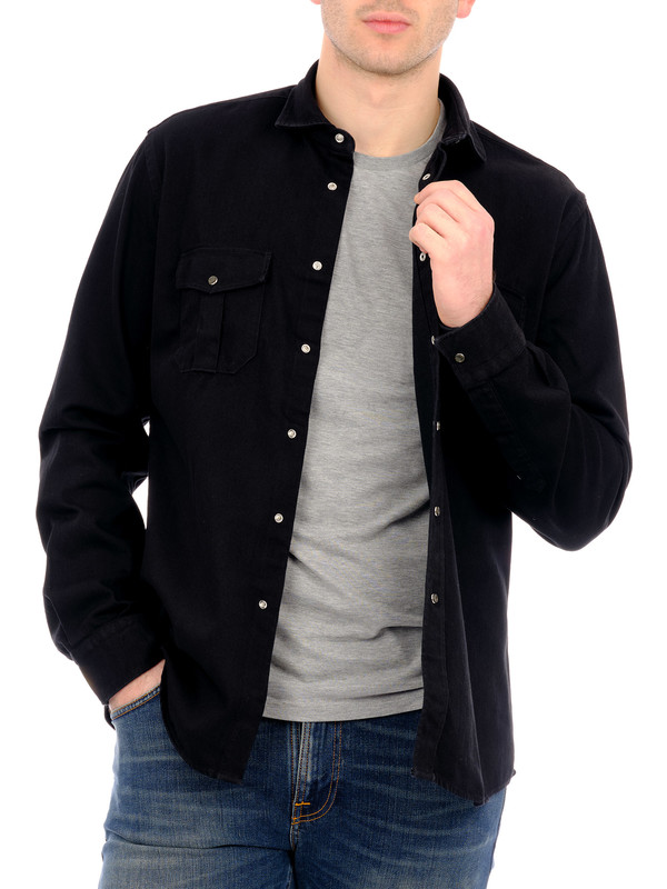 CHEMISE DE MARQUE  REPUBLICA Jeans  HOMME NOIR 3 Tailles Haut 2 Poches COTON EUR 12,90 - FR