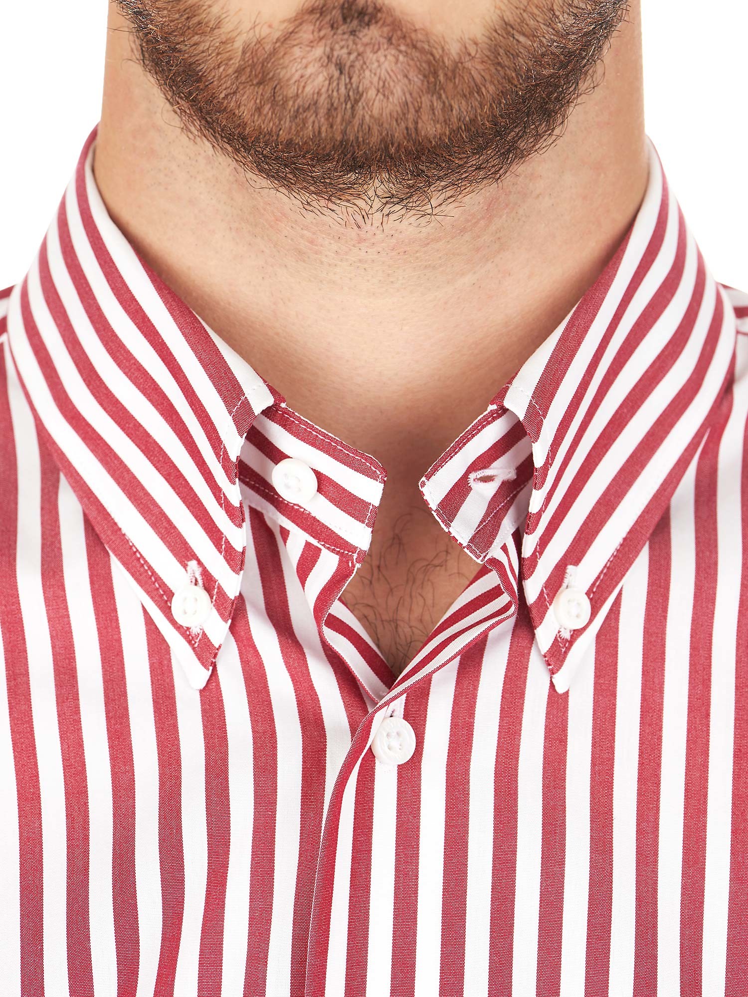 Chemise Homme Celio Rouge à Rayures, Manches Longues, Taille M, Neuve Avec étiquette