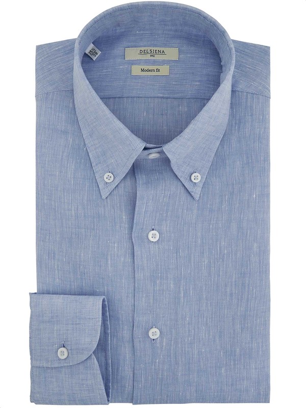 Chemise en lin à col pointu Aspesi pour homme en coloris Bleu Homme Vêtements Chemises Chemises casual et boutonnées 