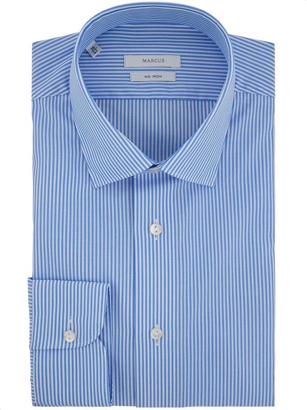 Chemise Sans Repassage Marcus A Rayures Bleu Clair