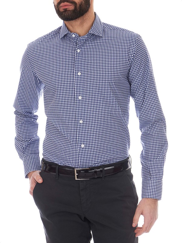 Chemise pour homme ACAROFRO coupe droite à carreaux effet froissé