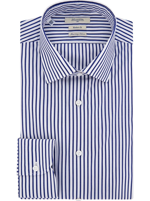 Blue and white striped men's shirt - DELSIENA