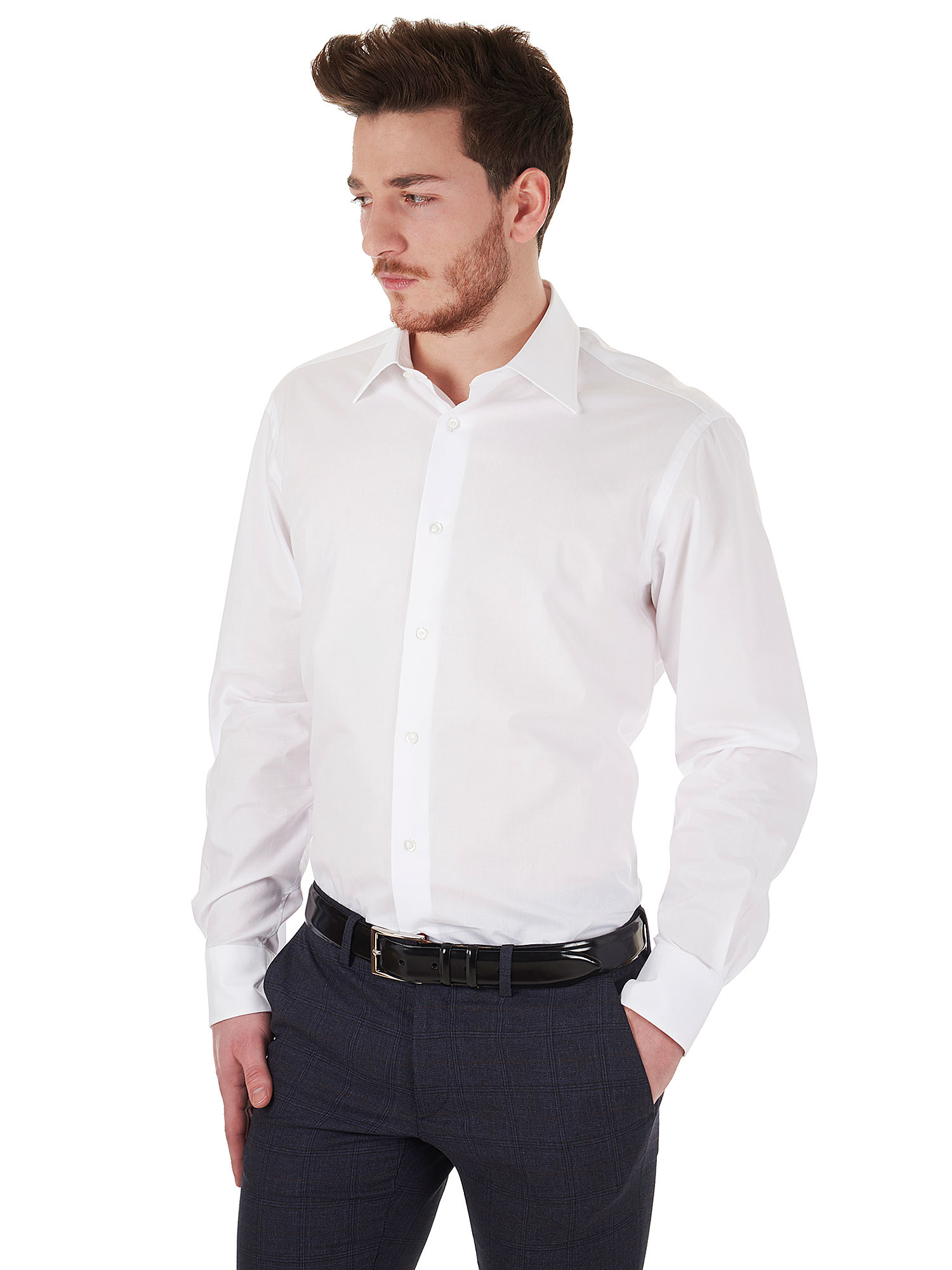 Classic white men's shirt with Comfort fit Càrrel Made in Italy