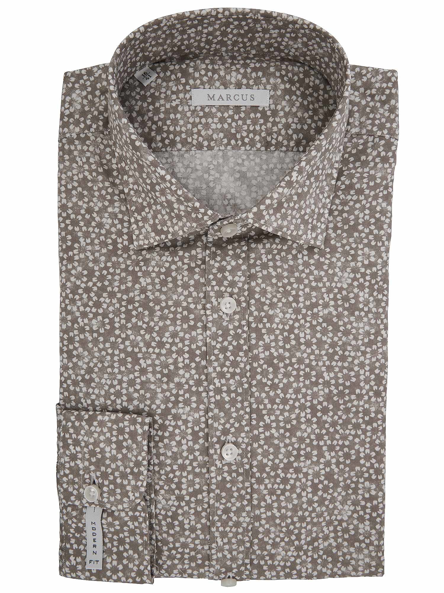 Marcus Men's Shirt with beige and white floral pattern and cutaway collar