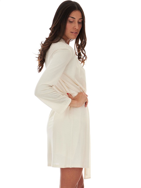 Amiti - Lightweight cream cotton jersey dressing gown