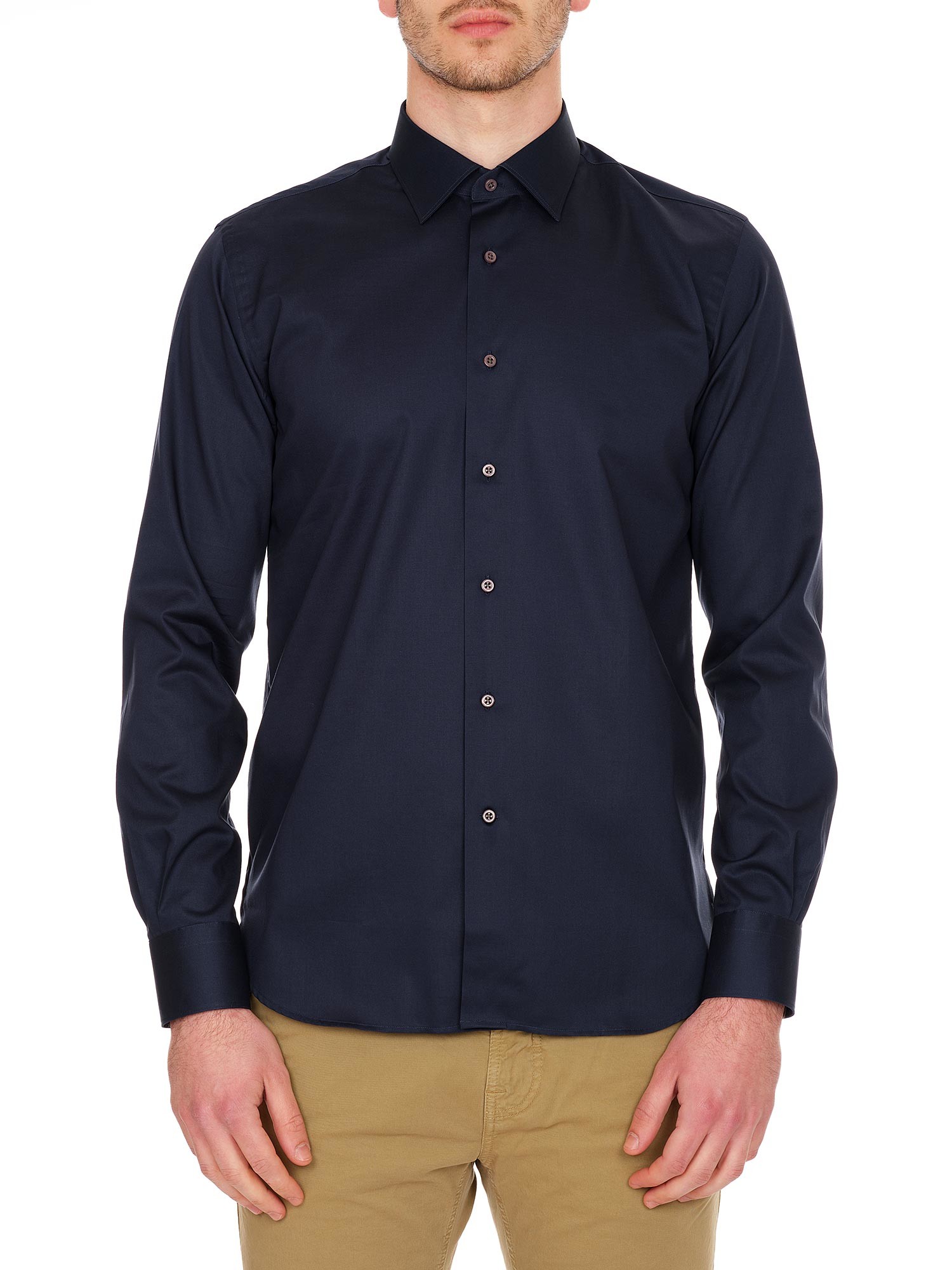 DelSiena dark blue shirt in twill with straight collar