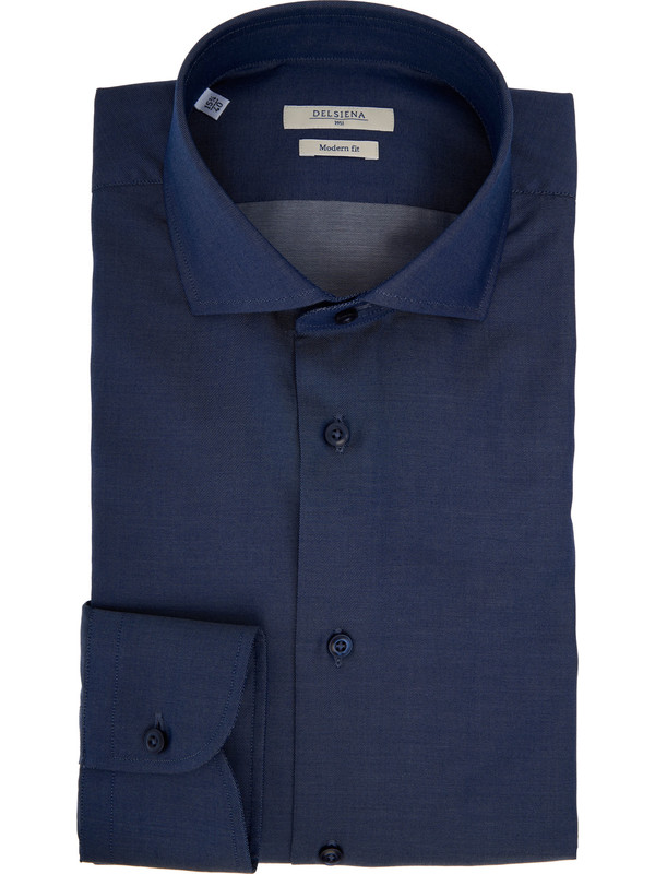 Men's shirt in blue cotton twill fabric Delsiena