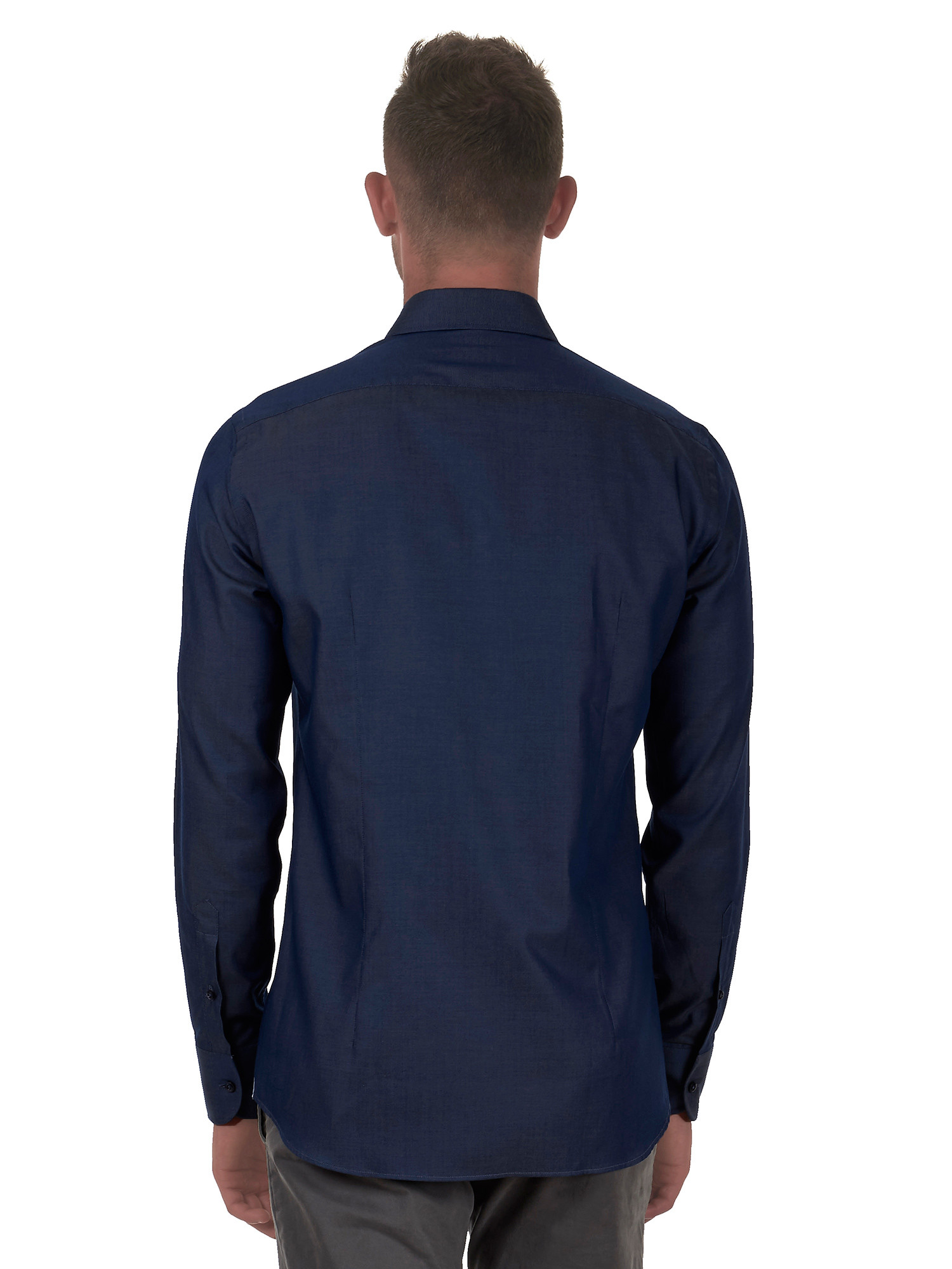 Men's shirt in blue cotton twill fabric Delsiena