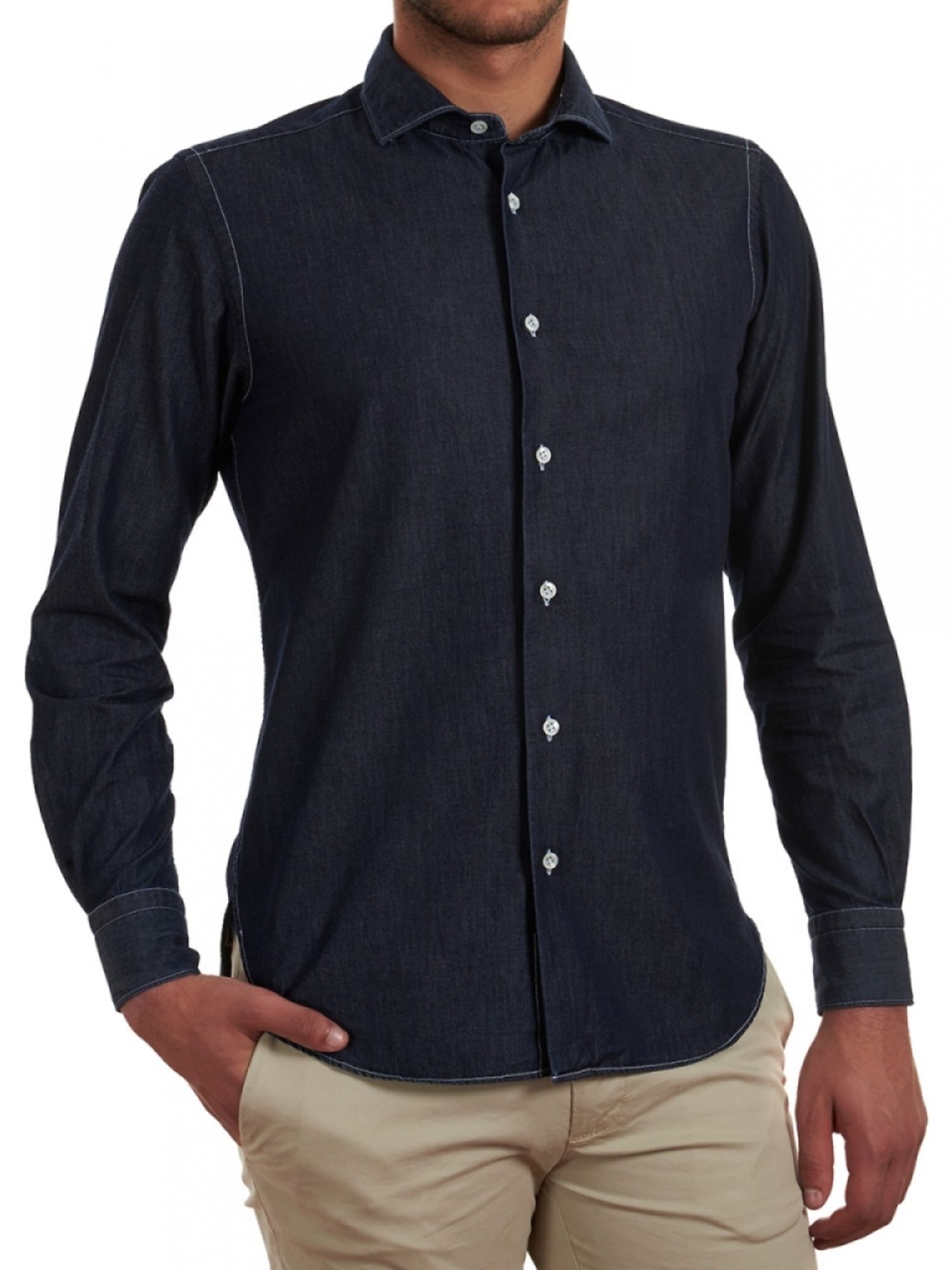 men's shirt in dark jeans of soft cotton The Sartorialist